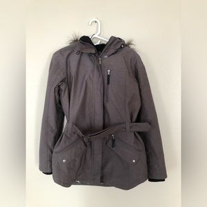 Columbia Insulated, Fur Hooded Winter Jacket. Size M. Warm Grey